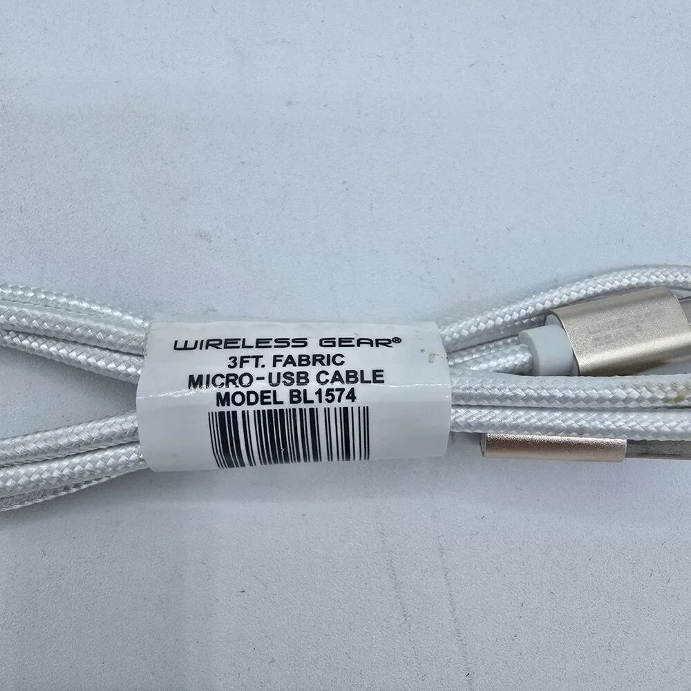 Wireless Gear 3FT Micro USB Fabric Cable - White